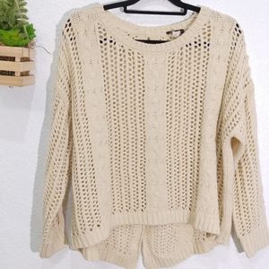Kerisma Brand Open Knit Button Back Hi Lo Sweater